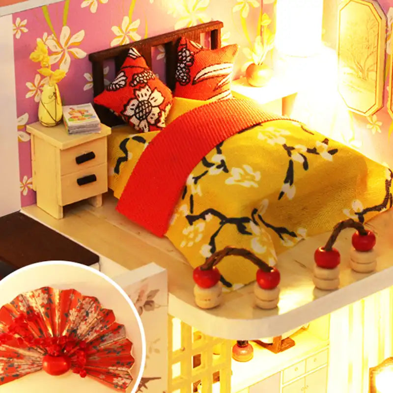 Chambre à coucher miniature pour maison de poupée avec décor de style japonais