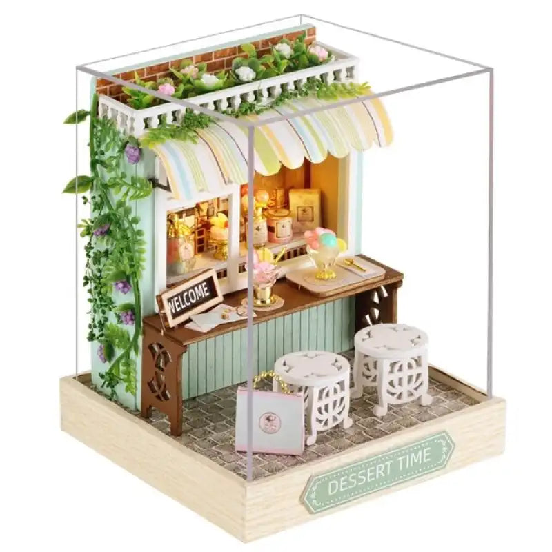 Diorama miniature de boutique de desserts avec boîtier en acrylique transparent