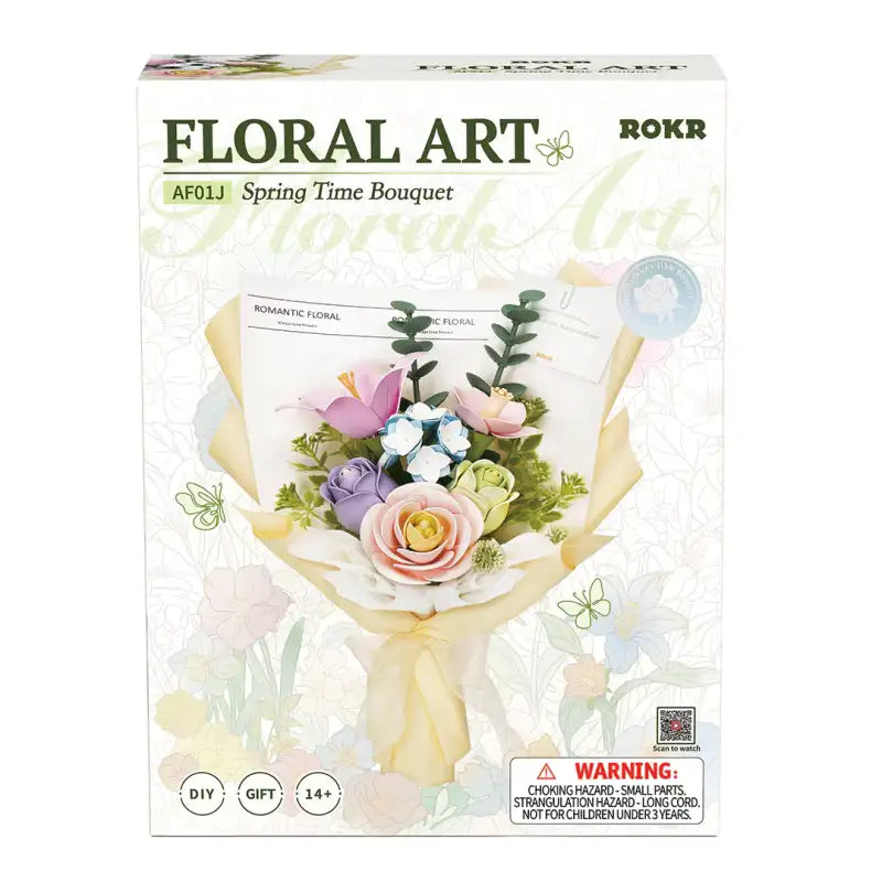 Un kit d’art floral pour réaliser un ’bouquet de printemps’ pour les 14 ans et plus.