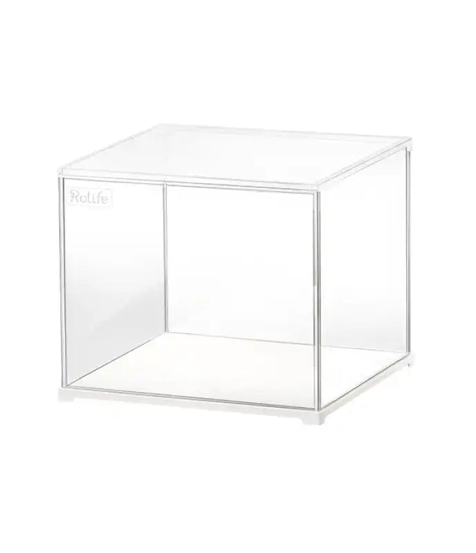 Cube de présentation en acrylique transparent avec couvercle amovible.