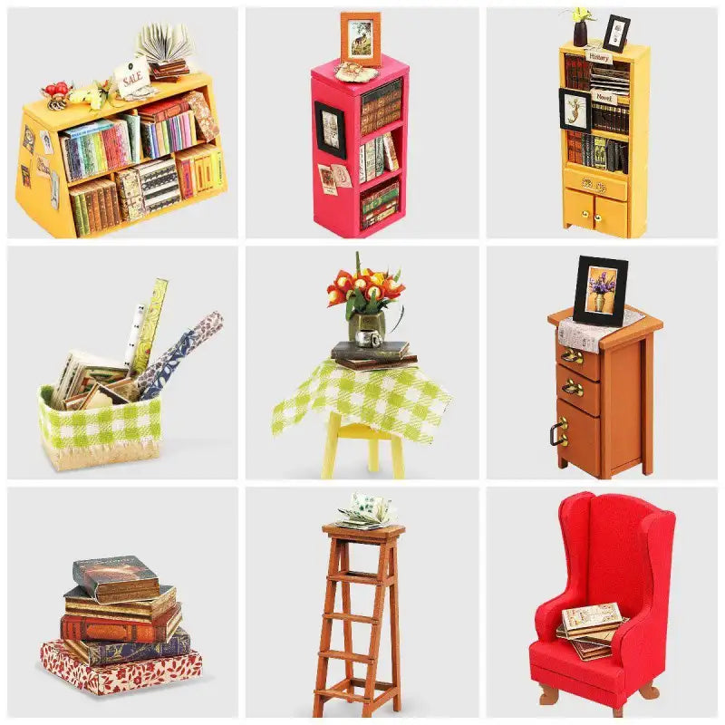 Maison Miniature la bibliothèque de Sam