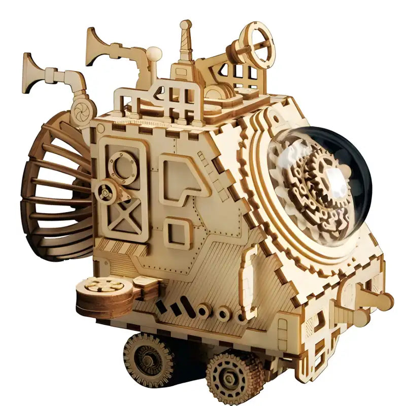 Puzzle 3D Bois Véhicule Spatial Boîte à Musique Mécanique